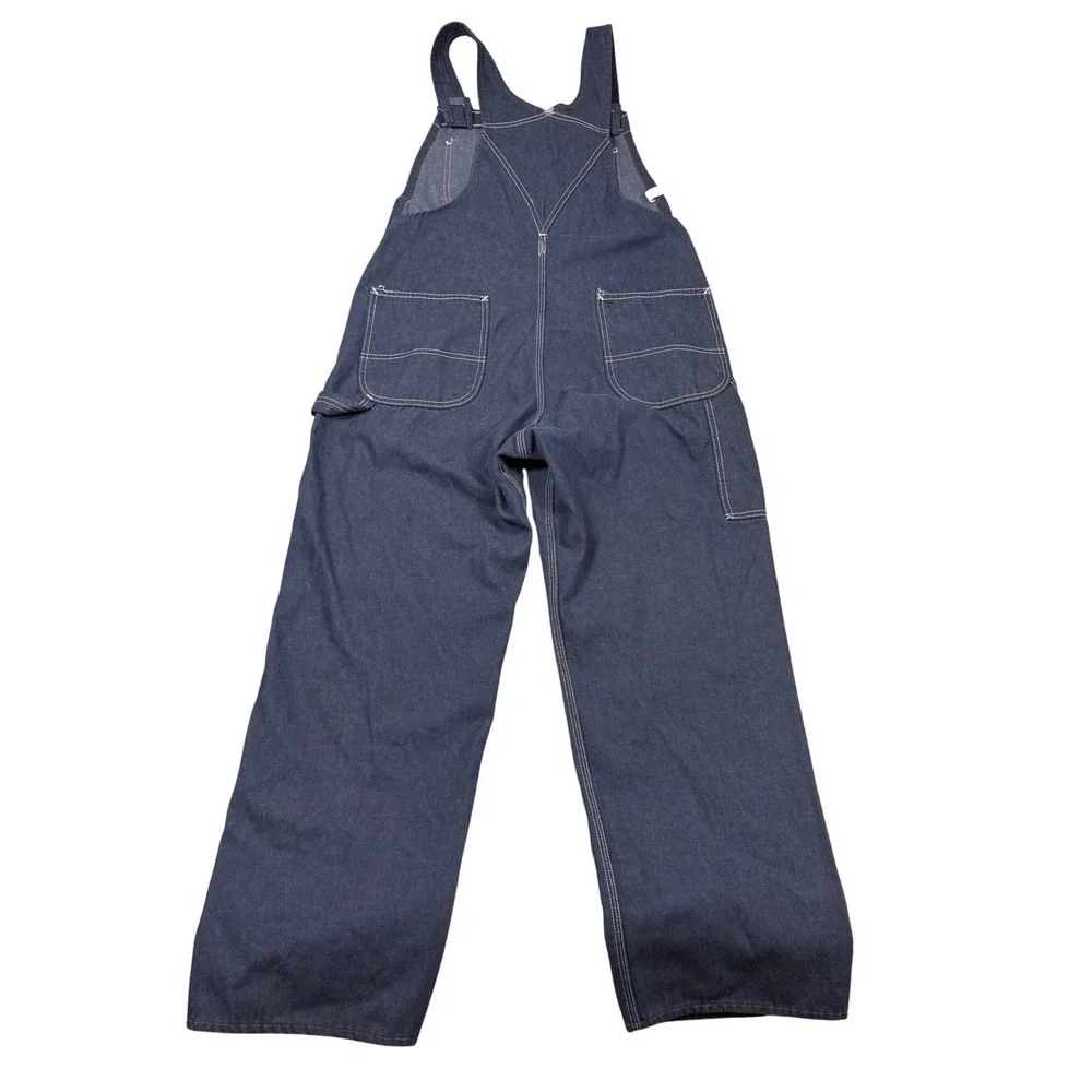 Vintage 70s Sears Tradewear Mens Denim Overalls Indigo Blue Union Made 34x30